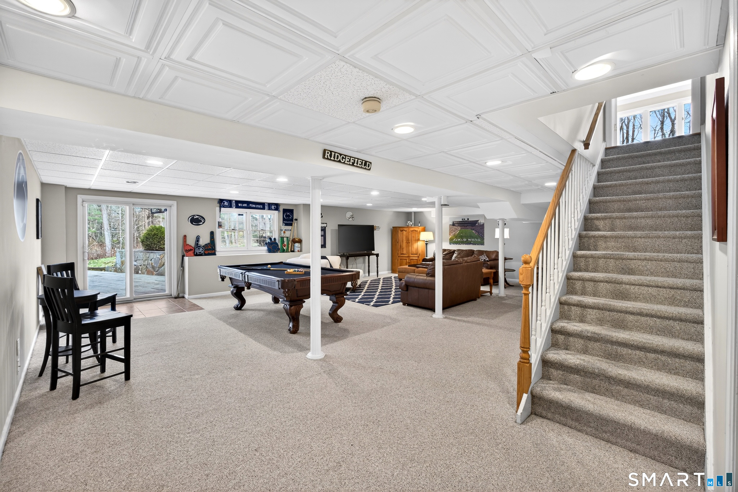 42 Great Hill Road Ridgefield, CT 06877 - Photo 32 of 40 Lower level Recreation Room with walk out to large patio