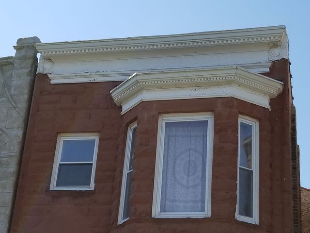 a close view of a fireplace