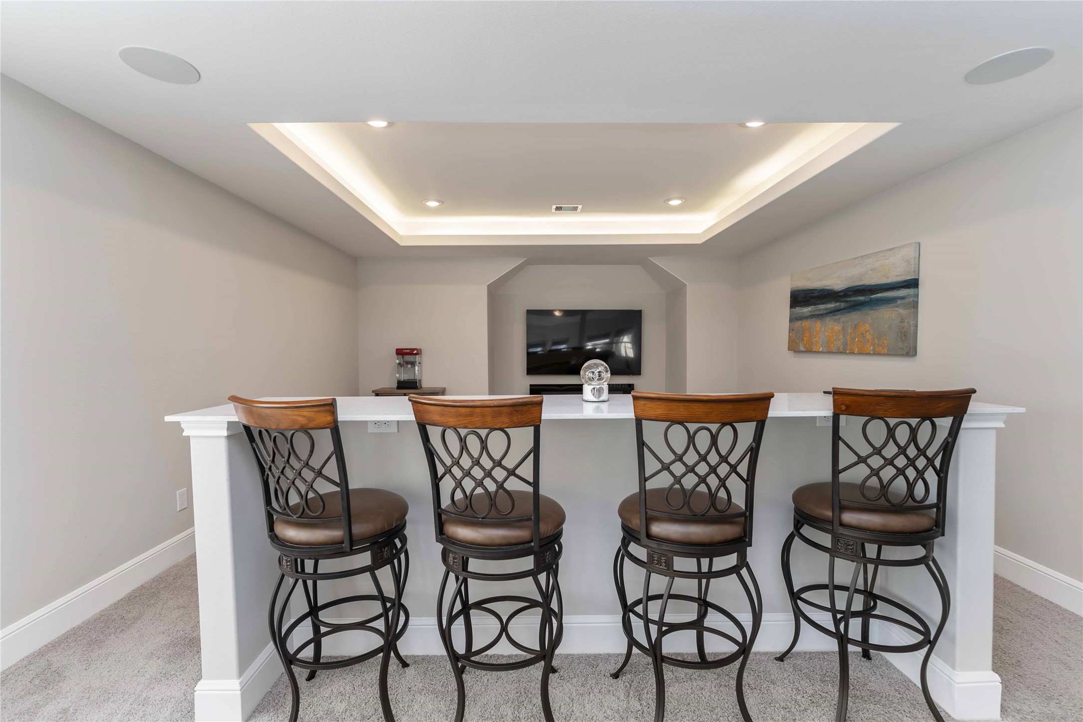 4315 Sandy Cv Drive Manvel, TX 77578 - Photo 30 of 50 The inviting home theater features a sleek quartz popcorn bar.