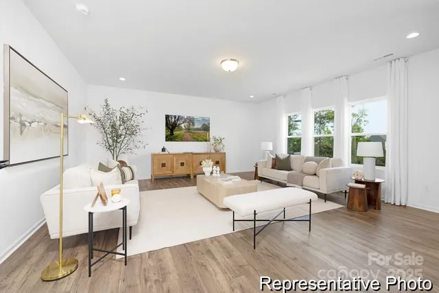 a living room with furniture rug and window