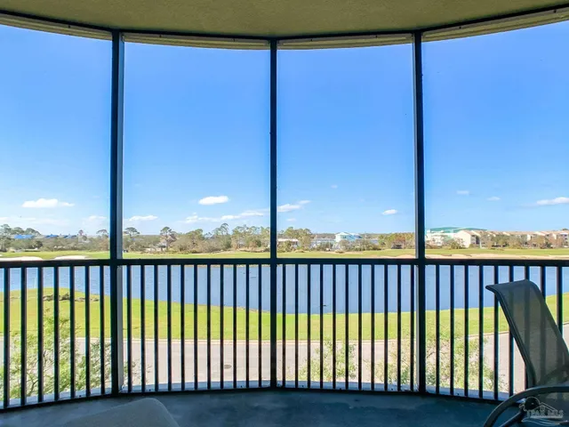 a view of a balcony with an outdoor space
