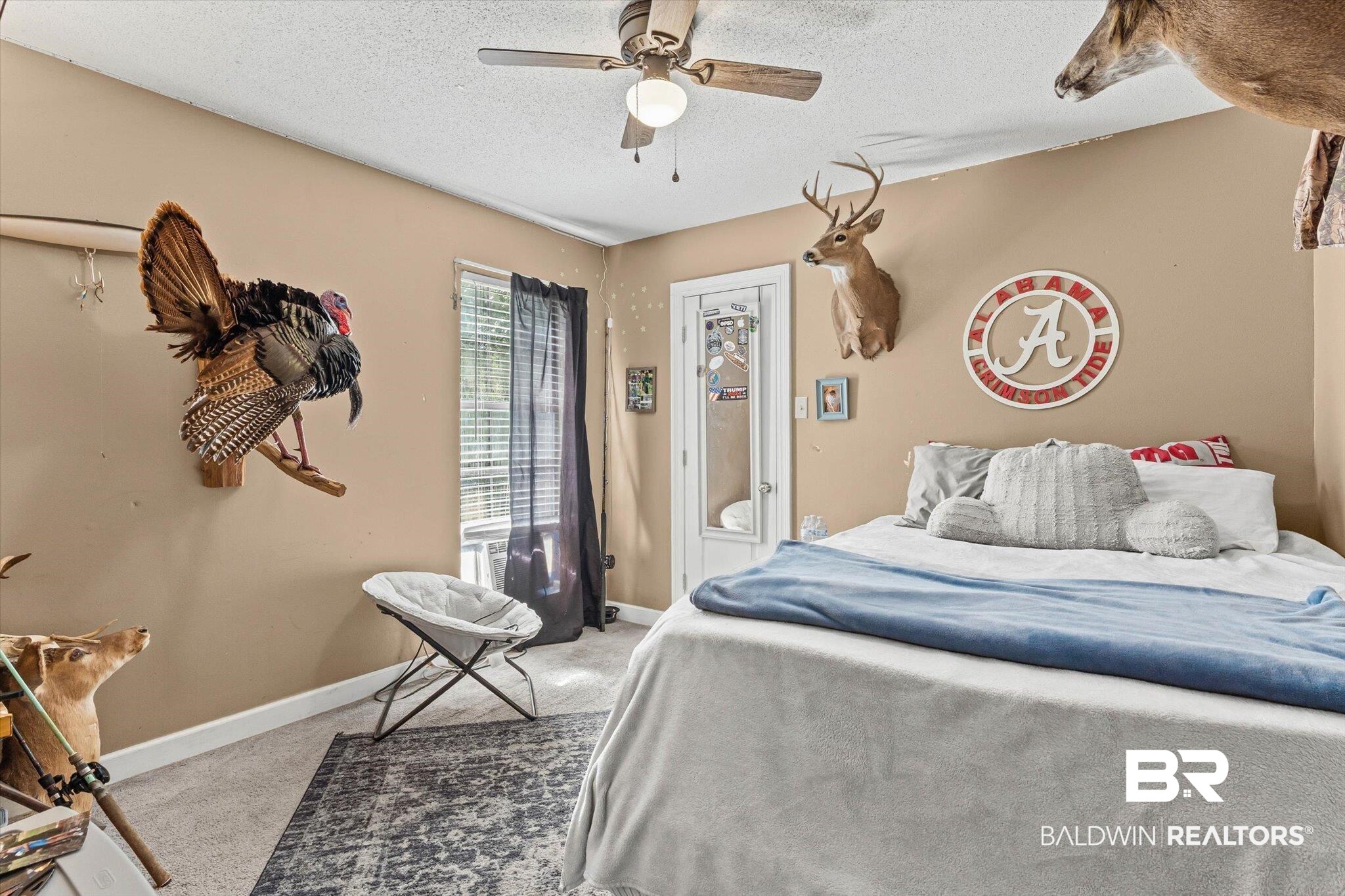 11440 Diffee Road Grand Bay, AL 36541 - Photo 17 of 22 Carpeted bedroom featuring ceiling fan and a textured ceiling