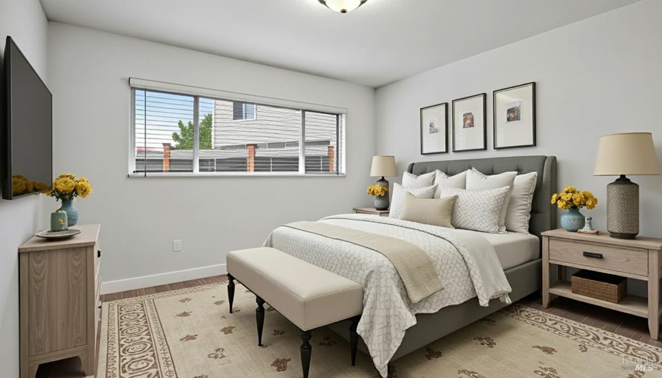 7 Portola Court Santa Rosa, CA 95409 - Photo 36 of 39 a bedroom with a bed and a window