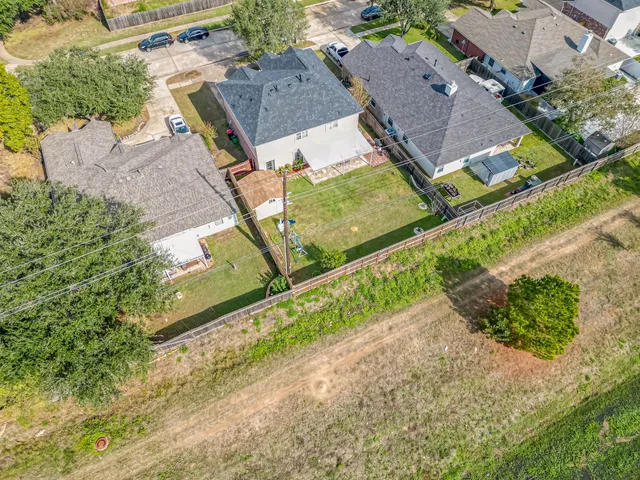 an aerial view of a house