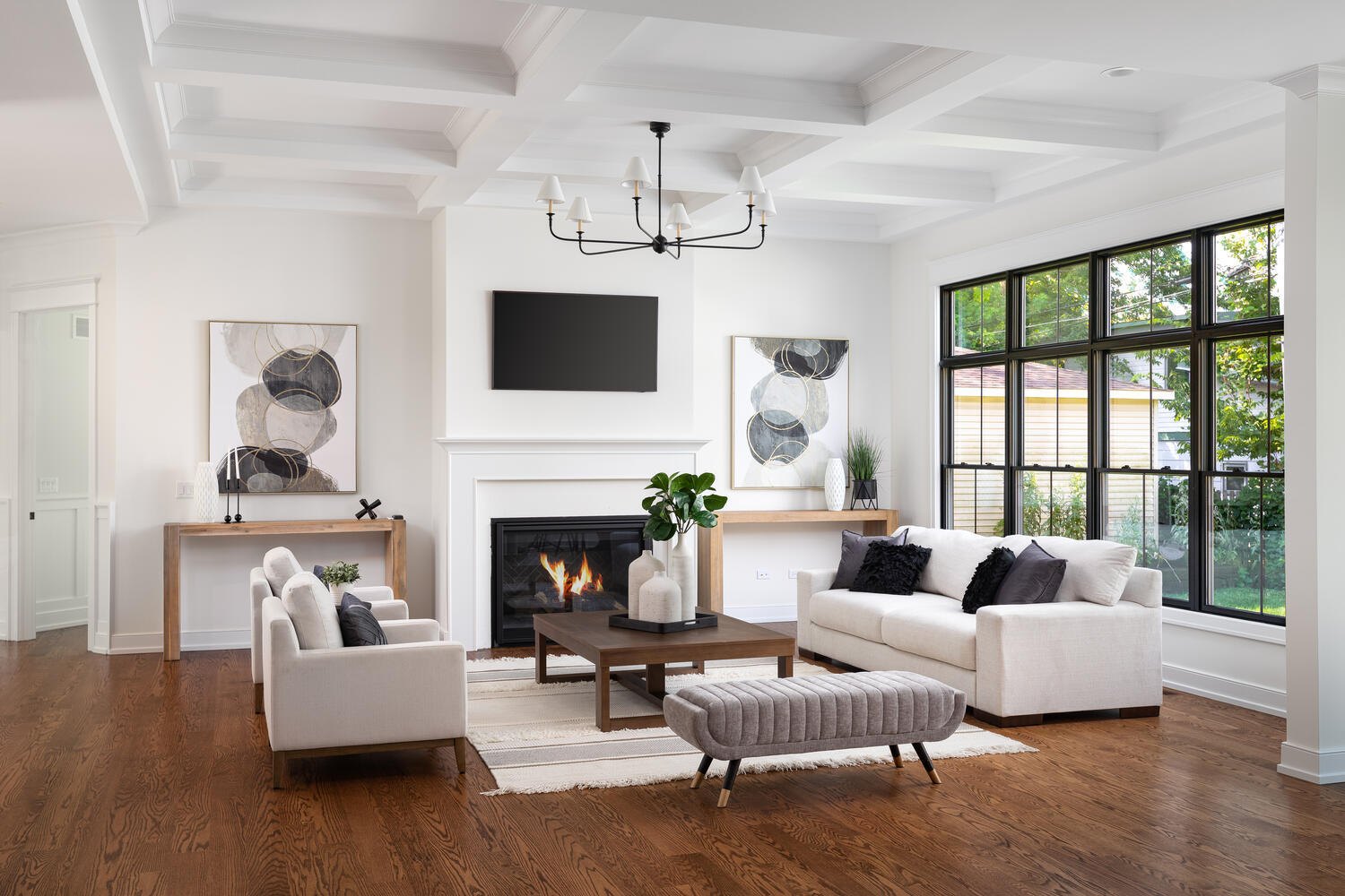 706 South Loomis Street Naperville, IL 60540 - Photo 5 of 43 a living room with furniture a fireplace and a flat screen tv