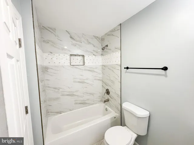 a bathroom with a toilet and a bathtub