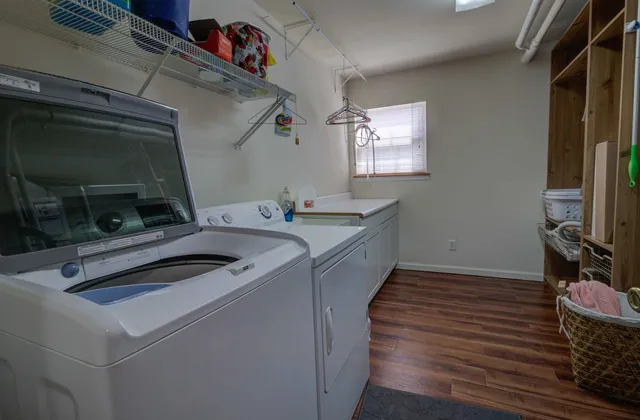 a utility room with dryer and washer