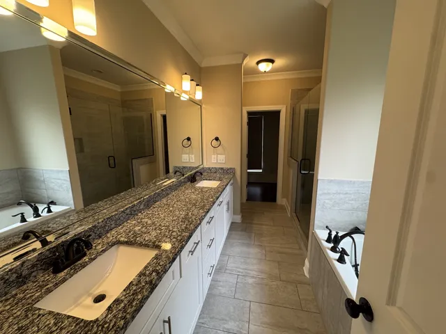 a bathroom with a bathtub