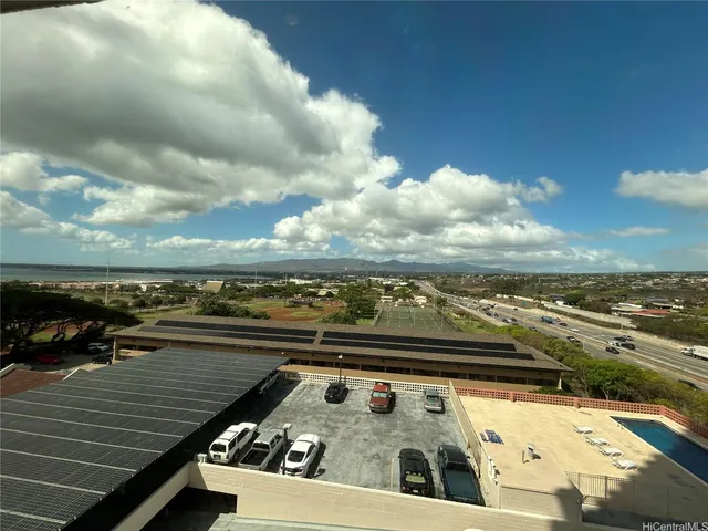 an aerial view of swimming pool