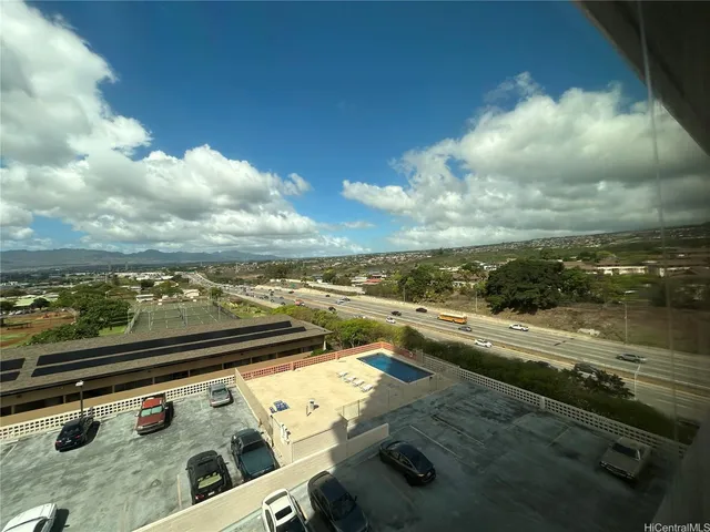 a view of a terrace with a bench