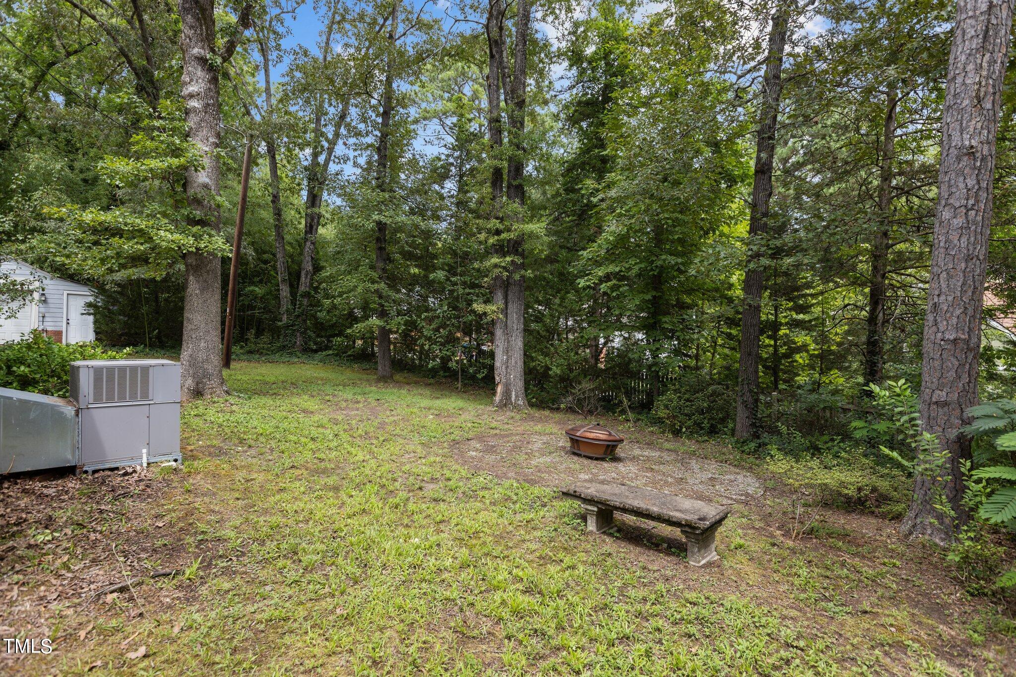 1702 James Street Durham, NC 27707 - Photo 30 of 40 a view of a backyard with a bench and some trees