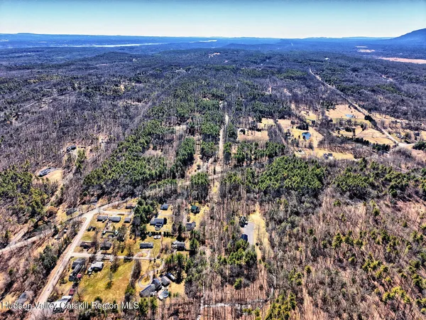 a view of a city with mountain