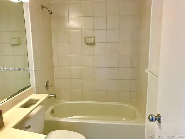 a bathroom with a bathtub