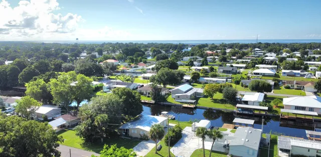 a view of a lake with a city