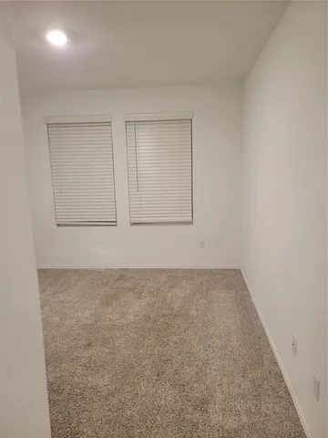 an empty room with a workbench