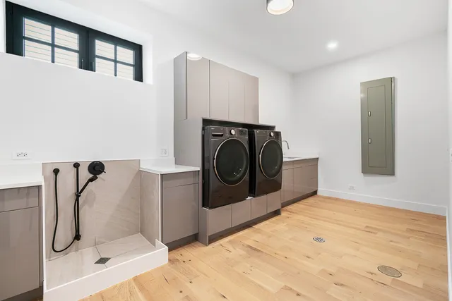a utility room with dryer and washer