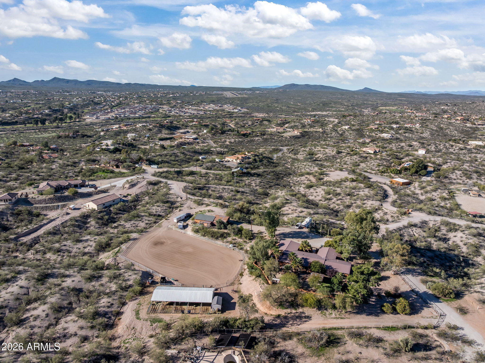 1349 North Forty Road Wickenburg, AZ 85390 - Photo 48 of 49 an aerial view of residential houses with outdoor space and trees