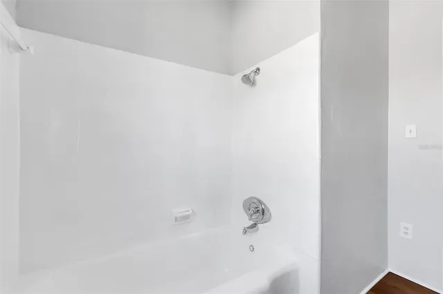a bathroom with a bathtub