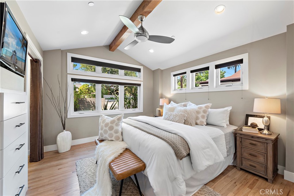 461 Shadow Lane Laguna Beach, CA 92651 - Photo 13 of 54 a bedroom with a bed and wooden floor