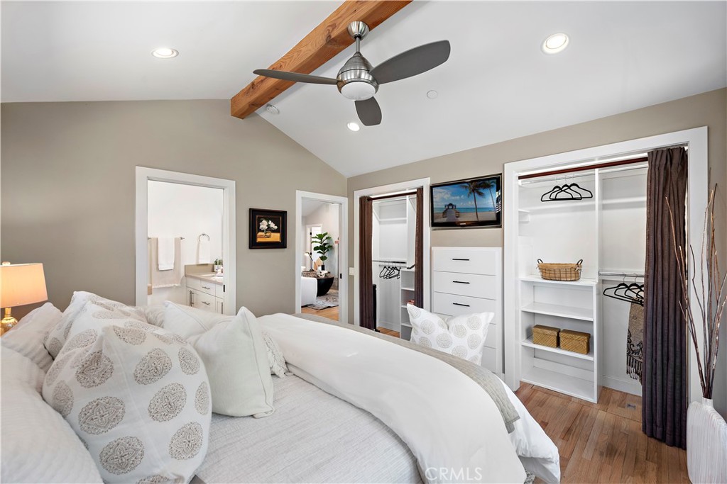 461 Shadow Lane Laguna Beach, CA 92651 - Photo 14 of 54 a bedroom with a large bed and a flat tv screen