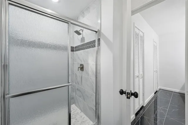 a bathroom with a shower