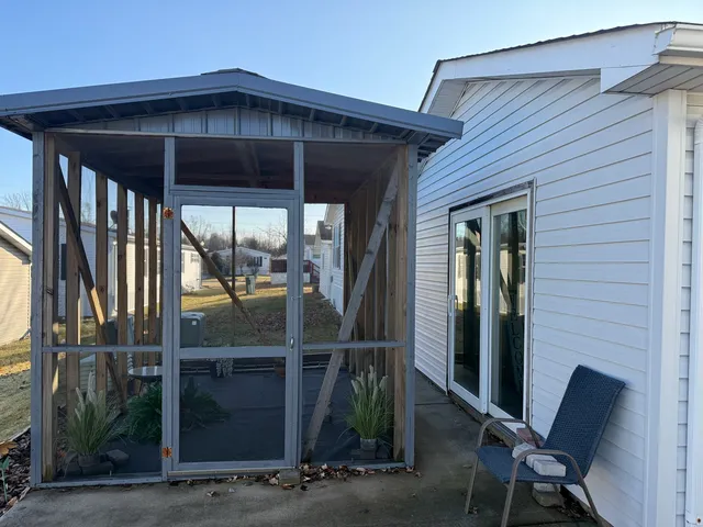 a view of wooden door