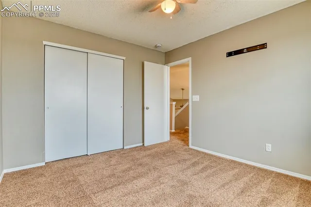 a view of a big room with closet and wooden floor