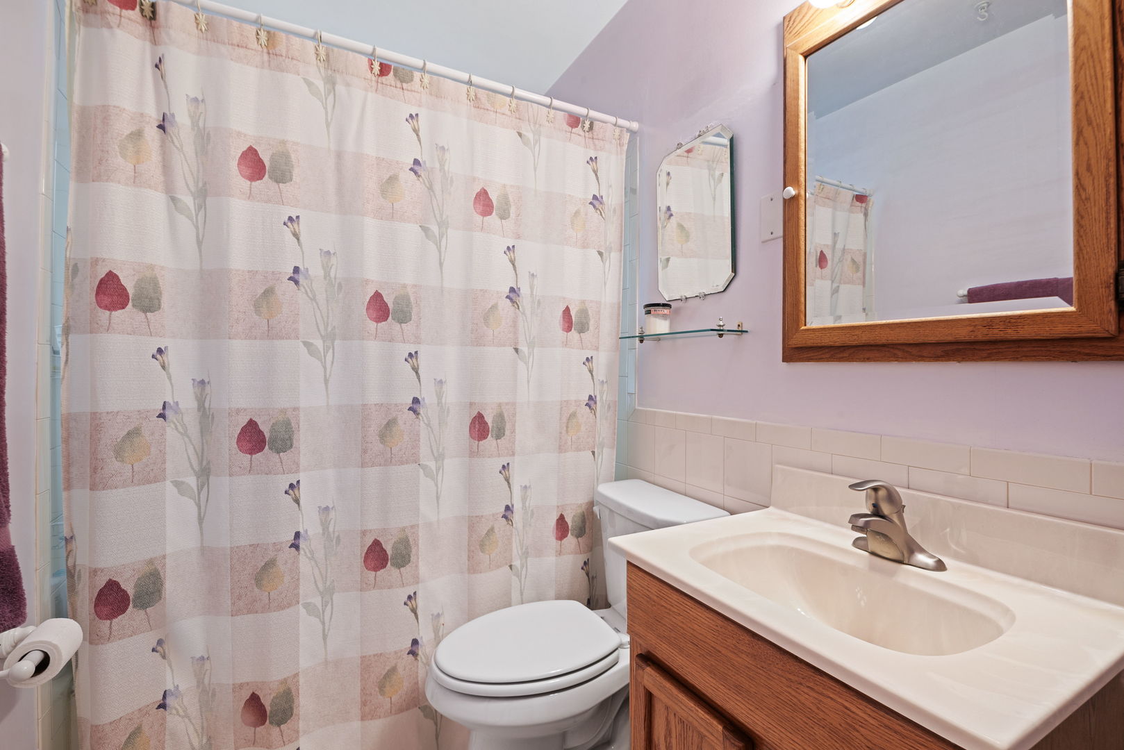 1656 Pine Road Homewood, IL 60430 - Photo 13 of 23 a bathroom with a sink toilet a mirror and shower curtain