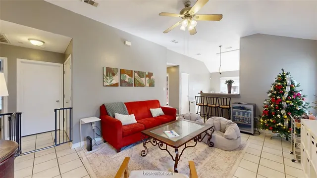 a living room with furniture