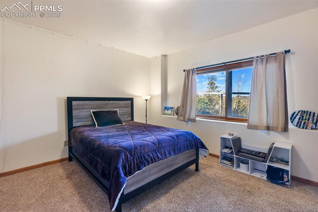 9110 Mountain Road Cascade, CO 80809 - Photo 29 of 49 a bedroom with a bed chair and a window