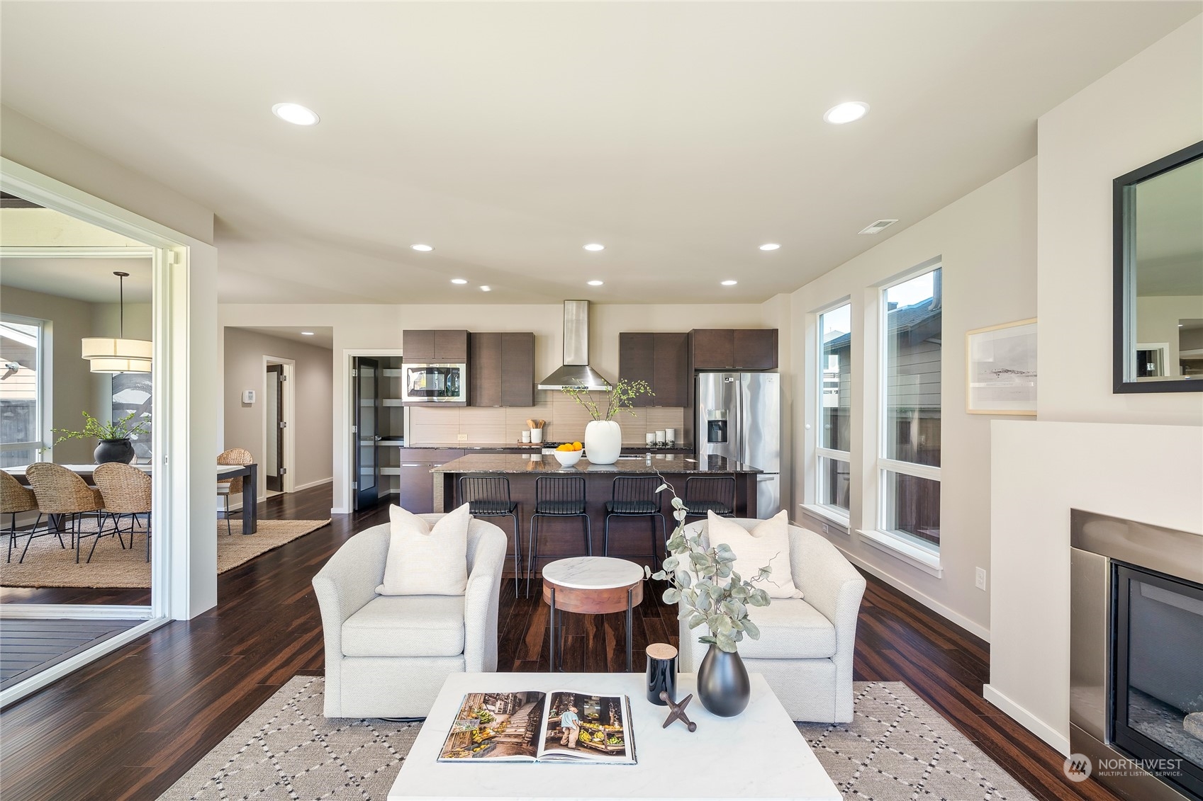 3926 171st Place Southeast Bothell, WA 98012 - Photo 3 of 40 a living room with furniture and a fireplace