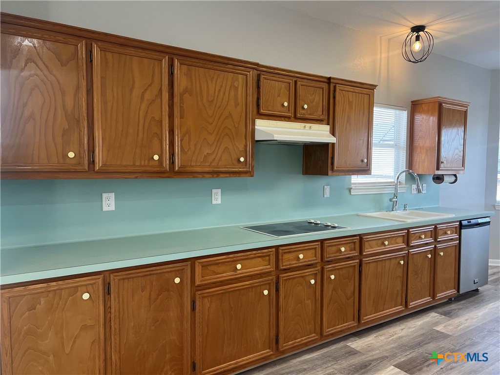 5899 Denmans Loop Belton, TX 76513 - Photo 8 of 35 a kitchen with stainless steel appliances granite countertop wooden cabinets a sink and dishwasher