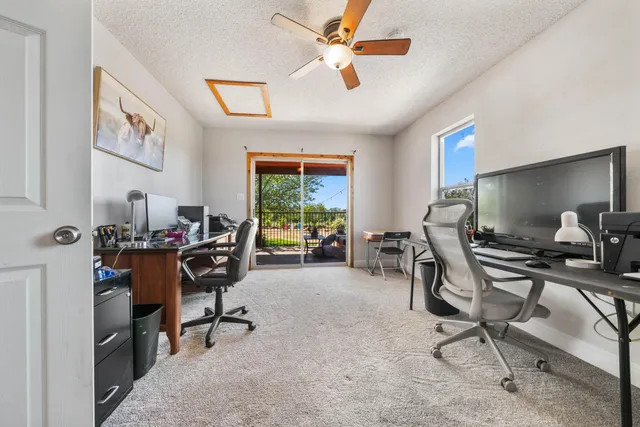 a view of a lake with a outdoor space