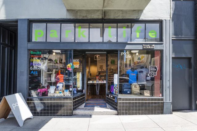a view of a building with a street