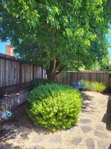 a view of a backyard with green space