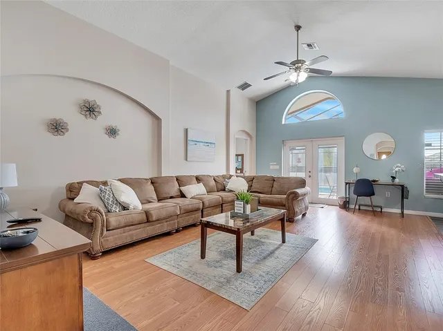 a living room with furniture