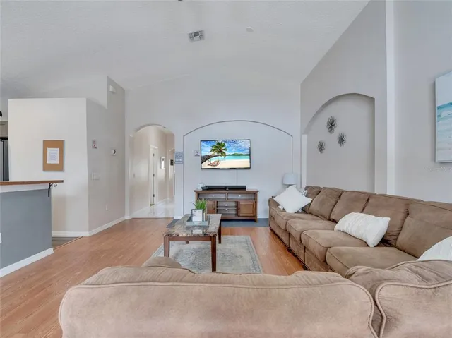 a living room with furniture