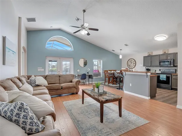 a living room with furniture