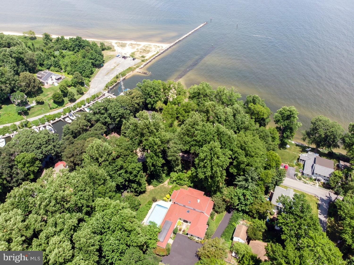 5825 Bayside Road St. Leonard, MD 20685 - Photo 10 of 30 Ariel of house & Chesapeake Bay