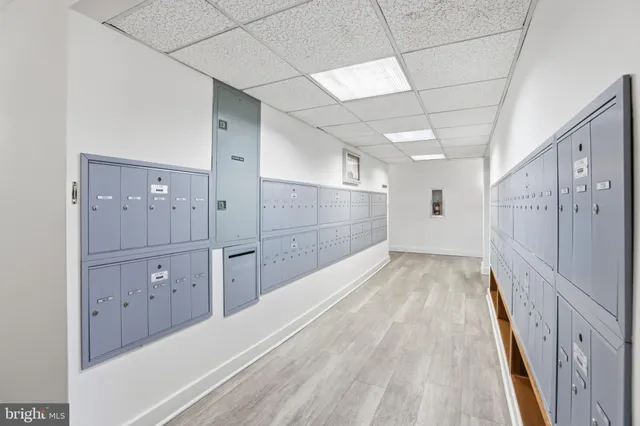 a view of an empty room with stairs