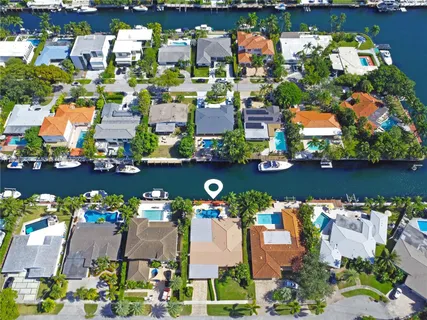 an aerial view of a houses and residential houses with outdoor space