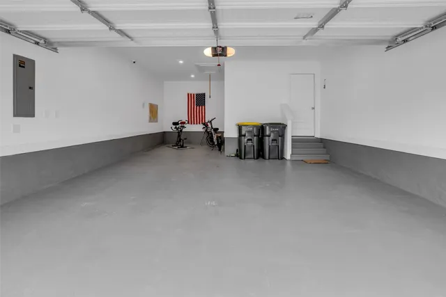 a view of a park with large trees