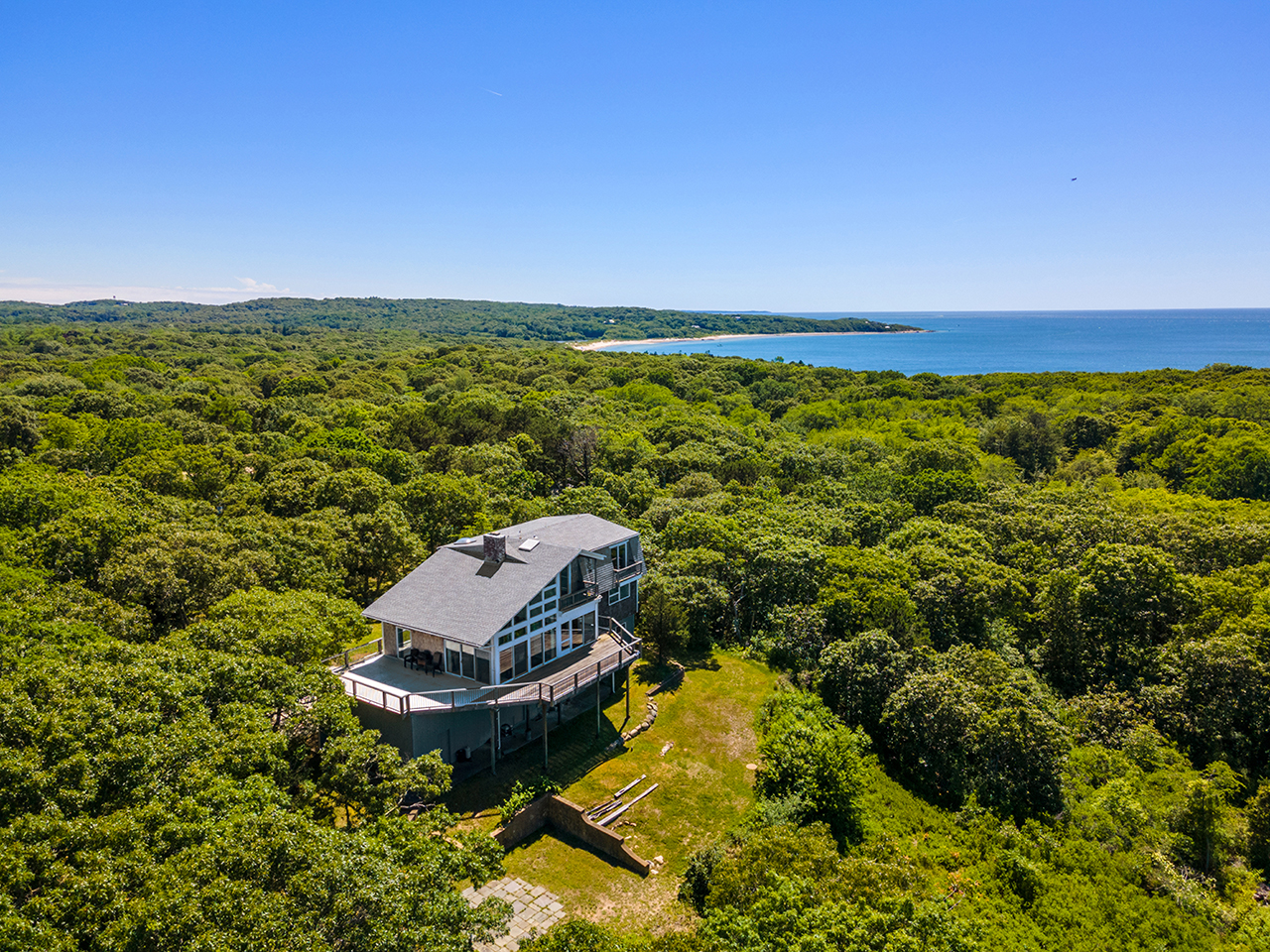 a view of a city with an ocean beach