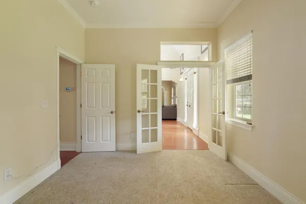 a bathroom with a shower and a toilet