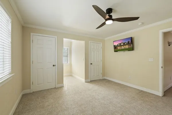 a front view of a house with entertaining space