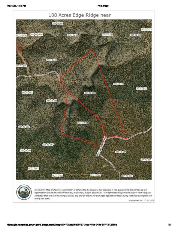 38 Acres Edge Ridge Road Seligman, AZ 86337 - Photo 44 of 45 Yavapai County GIS Map