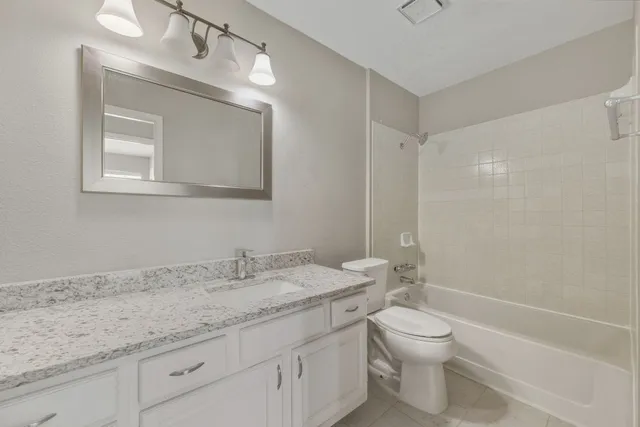 an empty room with a workspace