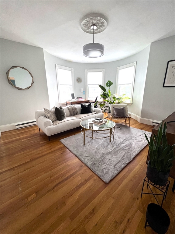 167 M Street, Unit 3F Boston, MA 02127 - Photo 2 of 7 a living room with furniture potted plant and a chandelier
