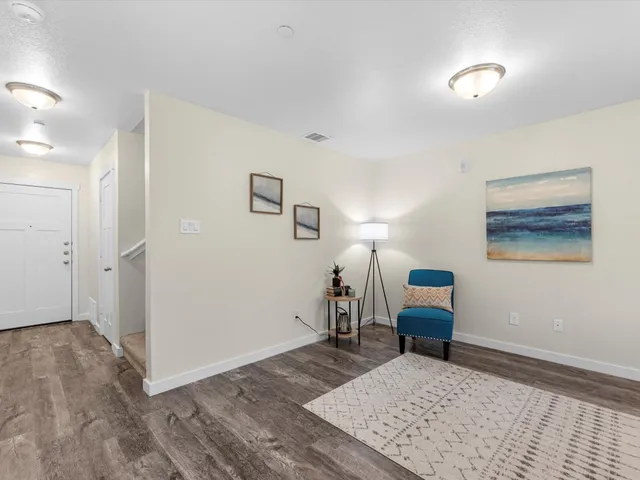 a bedroom with a bed and furniture