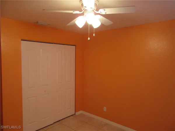 a view of a small space with a fan